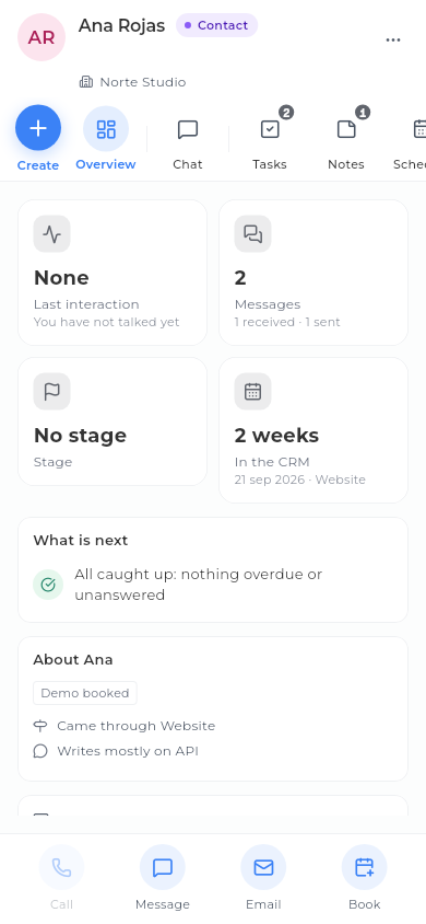A contact record in the Sice app on a phone