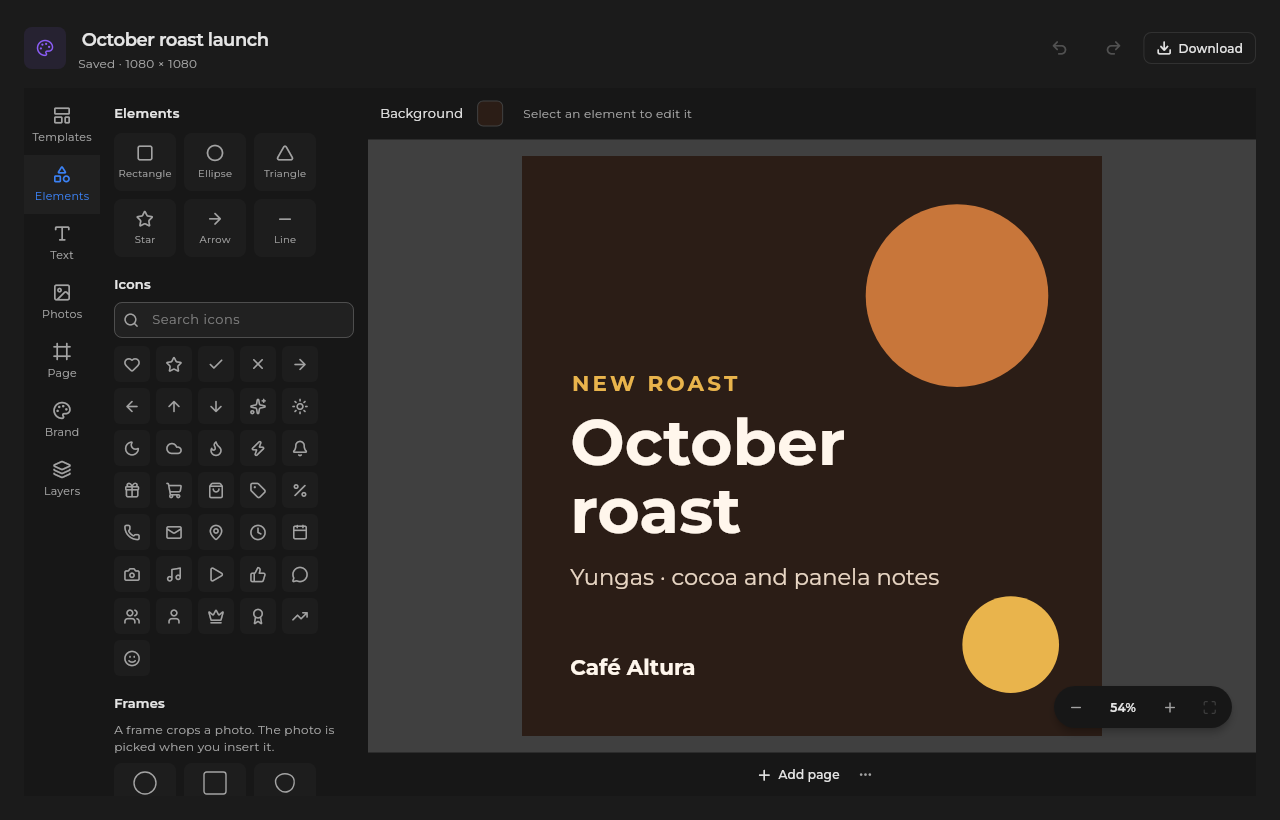 Sice Design Studio: a social media piece open in the editor, and the brand's design gallery.