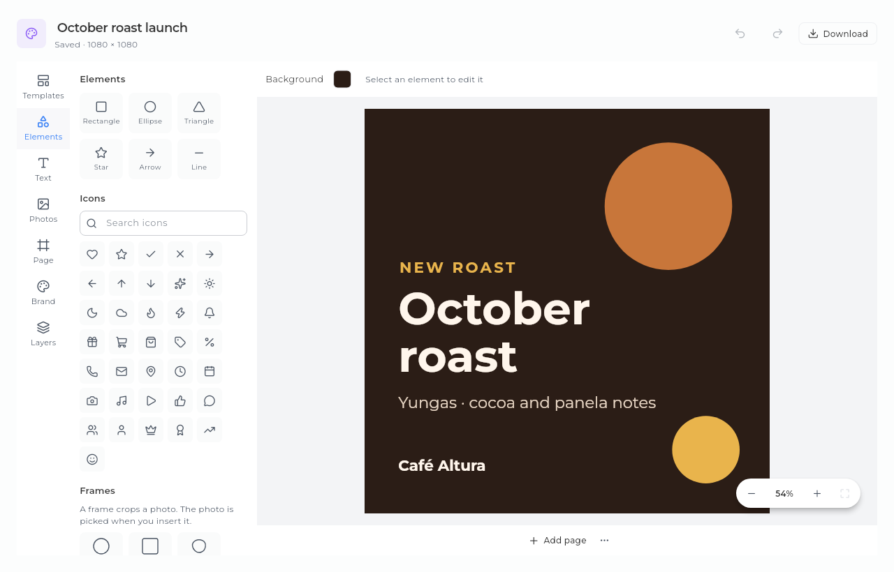 Sice Design Studio: a social media piece open in the editor, and the brand's design gallery.